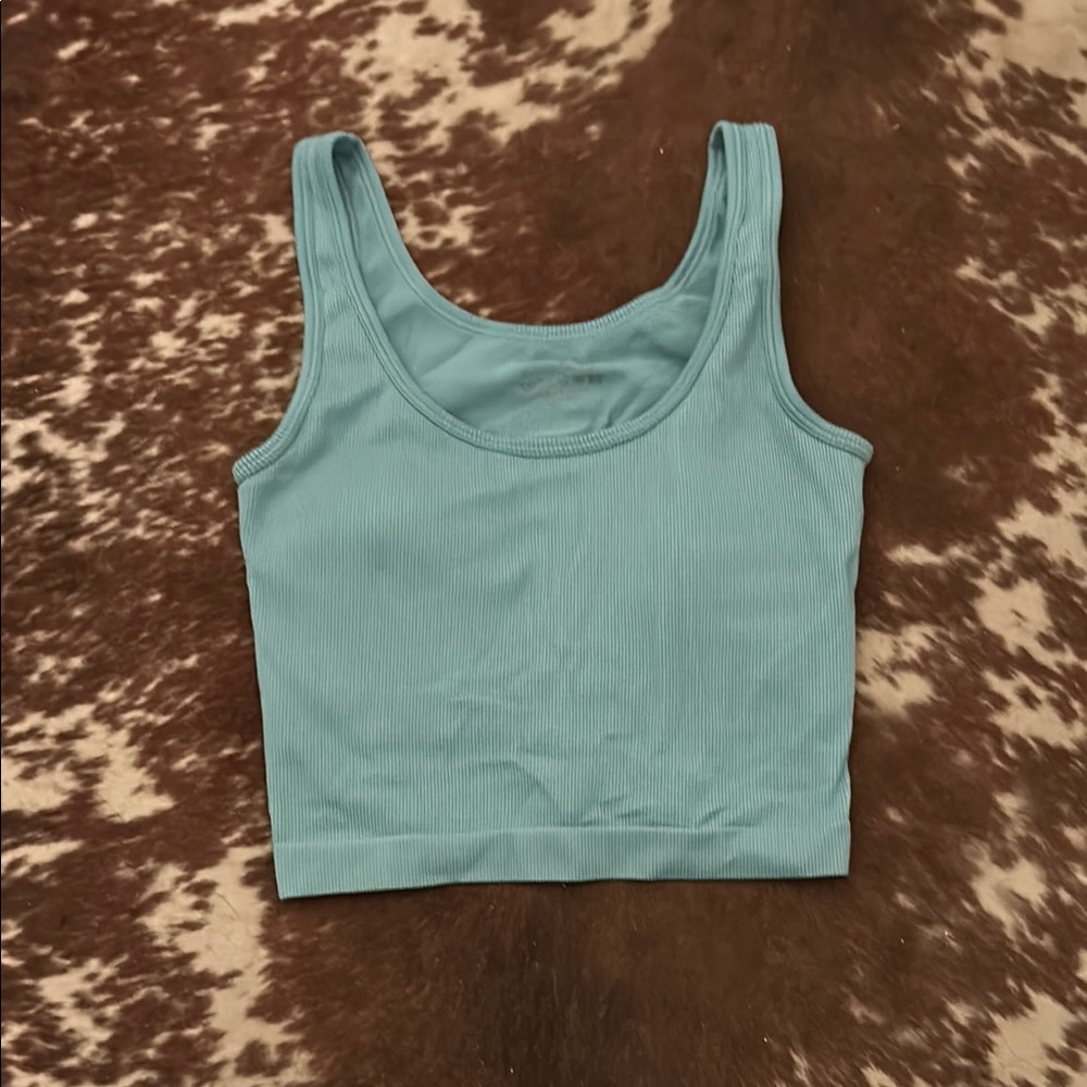 Blue Fitted Crop Tank Top